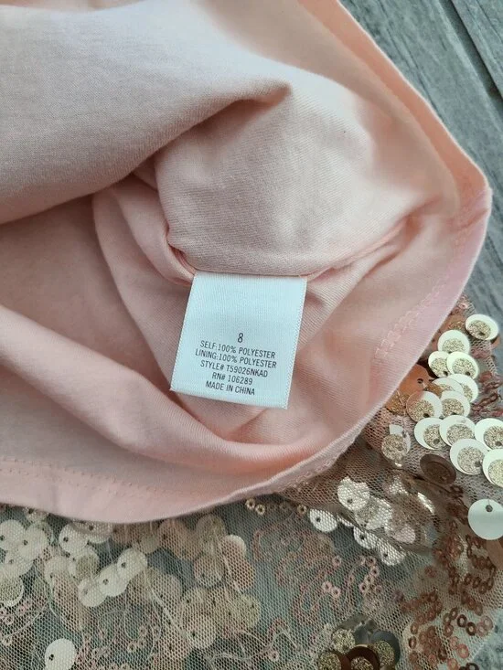 Franki by Francesca’s Sequin Dress Pink Gold Youth Girls Size 8 NWT - Picture 8 of 9